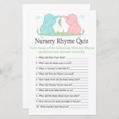 Blue Pink Elephant Nursery Rhyme Quiz baby shower (Voorkant / Achterkant)