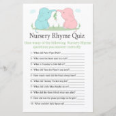 Blue Pink Elephant Nursery Rhyme Quiz baby shower (Voorkant)