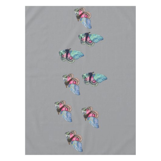 Blue Pink Exotic Butterflies Pattern Tafelkleed (Voorkant)