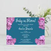 Blue & Pink Floral Baby Shower Invitation Kaart (Staand voorkant)