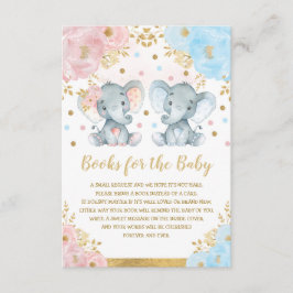 Blue Pink Floral Elephant Twins Boeken voor Baby Informatiekaartje