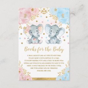 Blue Pink Floral Elephant Twins Boeken voor Baby Informatiekaartje