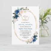 Blue Pink Floral Gold Miss to Mrs Vrijgezellenfees Kaart (Staand voorkant)