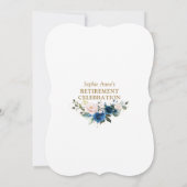 Blue Pink Floral Gold Retirement Celebration Kaart (Achterkant)
