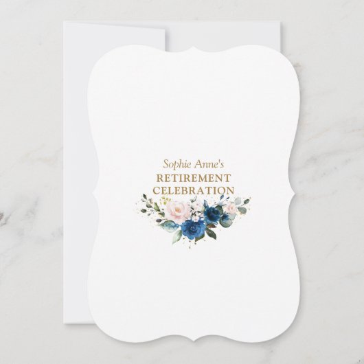Blue Pink Floral Gold Retirement Celebration Kaart (Achterkant)