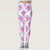 Blue Pink Floral Leggings (Voorkant)