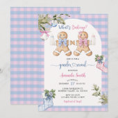Blue & Pink Gingham Christmas Cookie Geslacht Reve Kaart (Voorkant / Achterkant)