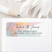 Blue Pink Gold Calligraphy Waterverf Etiket (Insitu)