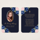 Blue Pink Gold Memorial Funeral Prayer Kaart (Voorkant /achterkant)