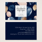 Blue Pink Gold Monogram Modern Business Card Visitekaartje (Voorkant /achterkant)