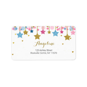 Blue Pink Gold twinkle Address Label