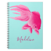 Blue Pink Goldfish Grote Moderne Pop Persoonlijk Notitieboek (Voorkant)