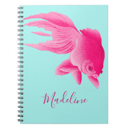 Blue Pink Goldfish Grote Moderne Pop Persoonlijk Notitieboek