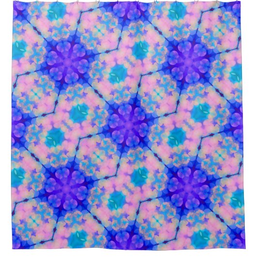 Blue & Pink Gradient Pastel Bubble Art Douchegordijn (Voorkant)