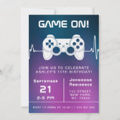 Blue Pink Gradient Video Gamer Gaming Kind Birthda Kaart (Voorkant)