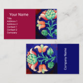 BLUE PINK GREEN FLORAL Fantasy Flower Cherry Red Visitekaartje (Voorkant / Achterkant)