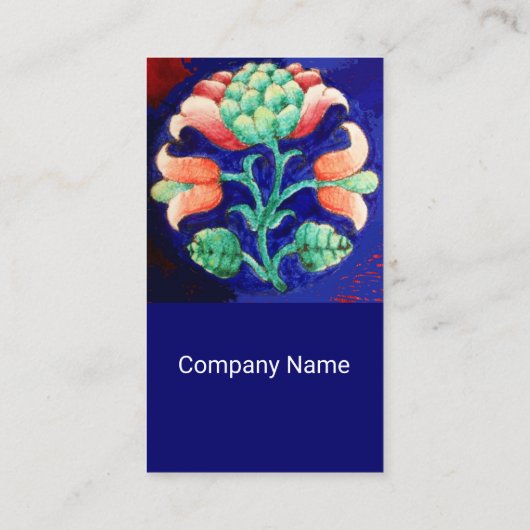 BLUE PINK GREEN FLORAL Fantasy Flower Cherry Red Visitekaartje (Achterkant)