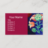 BLUE PINK GREEN FLORAL Fantasy Flower Cherry Red Visitekaartje (Voorkant)