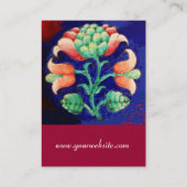 BLUE PINK GREEN FLORAL Fantasy Flower Cherry Red Visitekaartje (Achterkant)