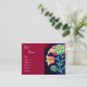 BLUE PINK GREEN FLORAL Fantasy Flower Cherry Red Visitekaartje (Staand voorkant)