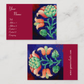 BLUE PINK GREEN FLORAL Fantasy Flower Cherry Red Visitekaartje (Voorkant / Achterkant)