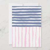 Blue pink Hand Written Pinstripe Whimsical Wedding Kaart (Achterkant)