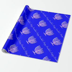 Blue Pink Hanukkah Menorah 4 Laura Cadeaupapier