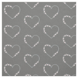 Blue & Pink Minimalist Floral Heart on Grey Stof
