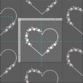 Blue & Pink Minimalist Floral Heart on Grey Stof (Delen)