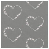 Blue & Pink Minimalist Floral Heart on Grey Stof (Close Up)