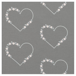 Blue & Pink Minimalist Floral Heart on Grey Stof