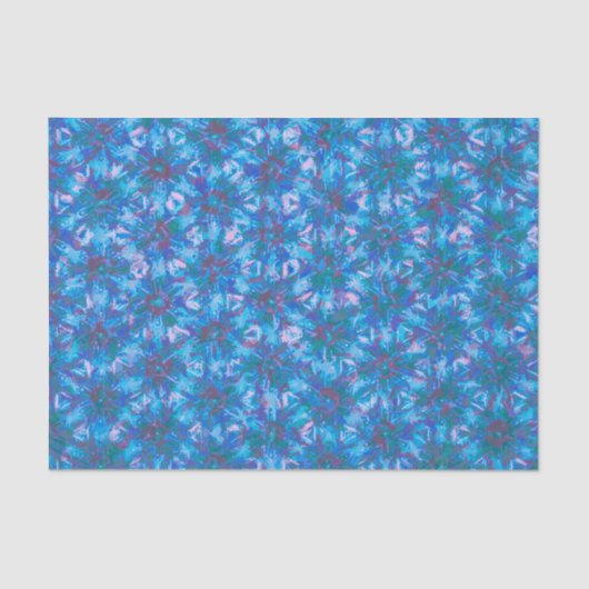 Blue Pink Modern Floral Abstracte Waterverf Trend Tissuepapier (Voorkant)