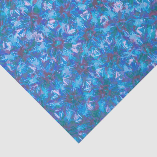Blue Pink Modern Floral Abstracte Waterverf Trend Tissuepapier (Detail)