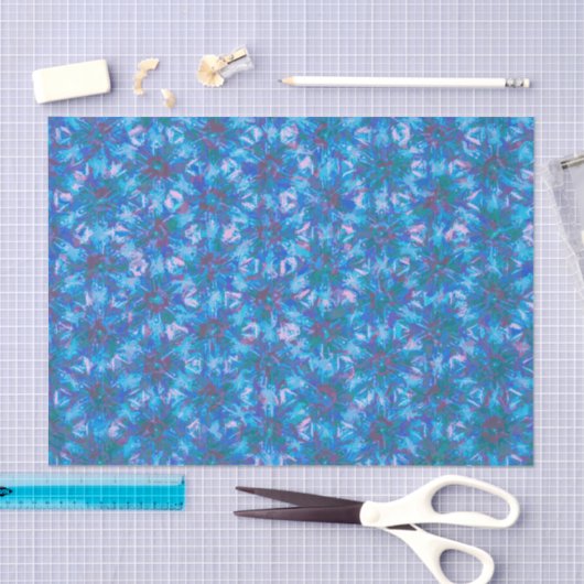 Blue Pink Modern Floral Abstracte Waterverf Trend Tissuepapier (Craft)
