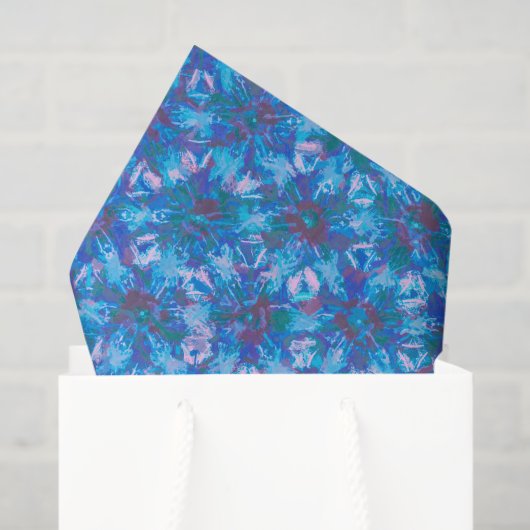 Blue Pink Modern Floral Abstracte Waterverf Trend Tissuepapier (Cadeauzakje)