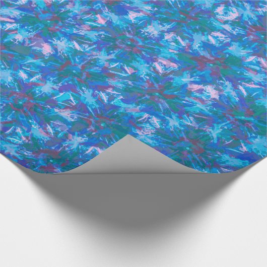 Blue Pink Modern Floral Abstracte Waterverf Trendy Cadeaupapier (Hoek)