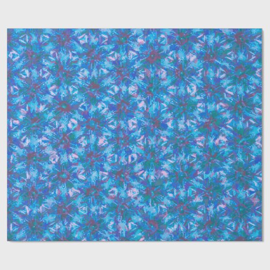 Blue Pink Modern Floral Abstracte Waterverf Trendy Cadeaupapier (Vlak)
