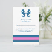 Blue Pink Nautical Seahorse Response Kaart (Staand voorkant)