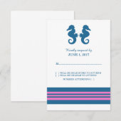 Blue Pink Nautical Seahorse Response Kaart (Voorkant / Achterkant)
