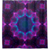 Blue & Pink Neon Dark Kaleidoscope Gradient Douchegordijn (Voorkant)