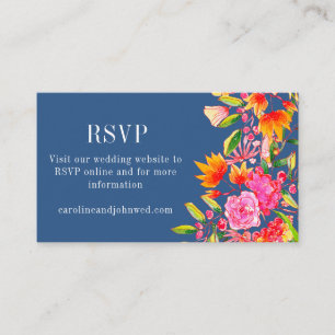 Blue Pink Oranje Floral Wedding RSVP Online Informatiekaartje