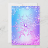 Blue Pink Paars Winter Wonderland Sweet 16 Invite Kaart (Achterkant)