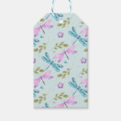 BLUE PINK PAARSE WATERVERF DRAGONFLIES CADEAULABEL (Voorkant)