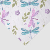 BLUE PINK PAARSE WATERVERF DRAGONFLIES TISSUEPAPIER (Detail)