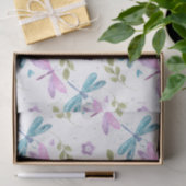 BLUE PINK PAARSE WATERVERF DRAGONFLIES TISSUEPAPIER (Geschenk)