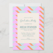 Blue Pink Pastel Retro Geometric Gradution Party Kaart (Voorkant)