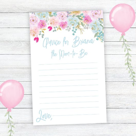 Blue Pink Peach Floral Boy Baby shower Game Advies