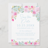 Blue Pink Peach Paarse Bewaar de datum Kaart (Voorkant)