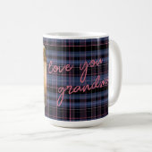 Blue Pink Plaid 1-Photo Custom Holiday Gift Script Koffiemok (Voorkant rechts)