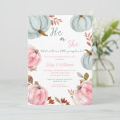 Blue Pink Pumpkin Herfst Geslacht Onthulling Uitno Kaart (Staand voorkant)